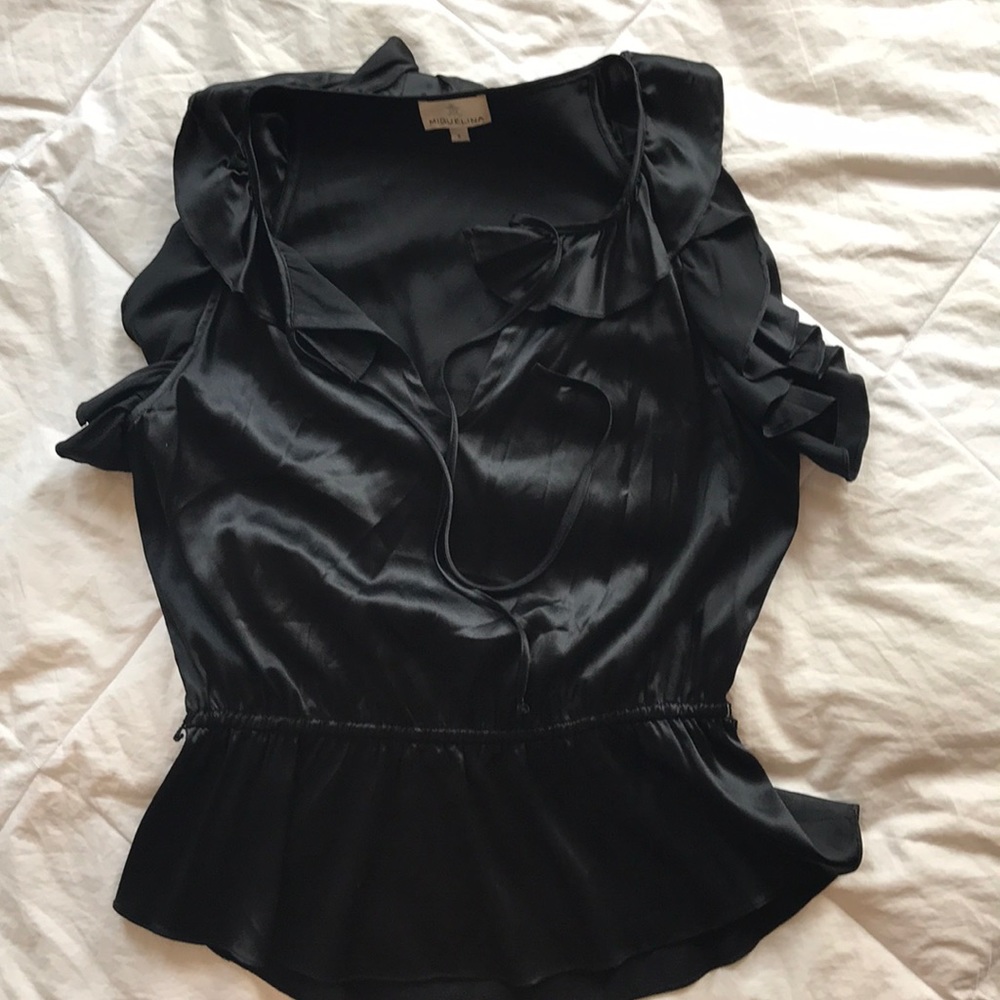Silk Miguelina racer back blouse